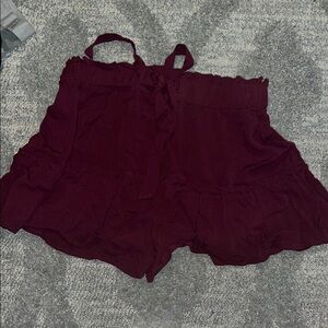 Burgundy Ruffle Shorts